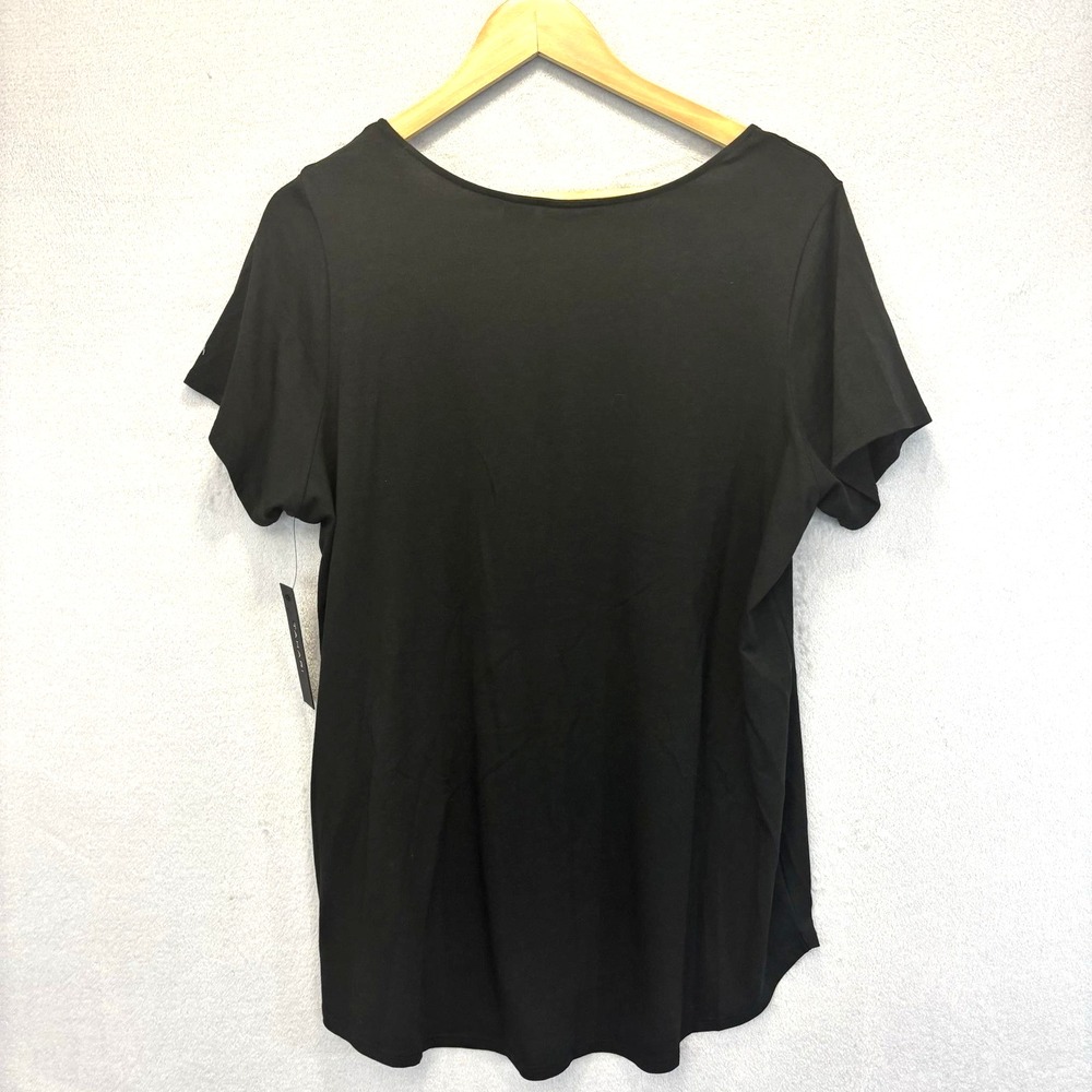 NWT Tahari Modal Pima Cotton T-Shirt Womens 1X Black Scoop Stretch Minimalist XL - Picture 2 of 9